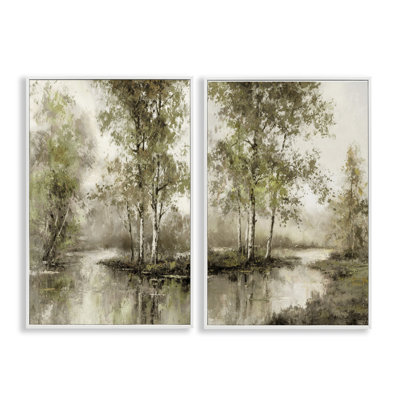 Ensemble de giclées encadrées 2 pièces Idyllic Spring Forest, design par T.C. Chiu