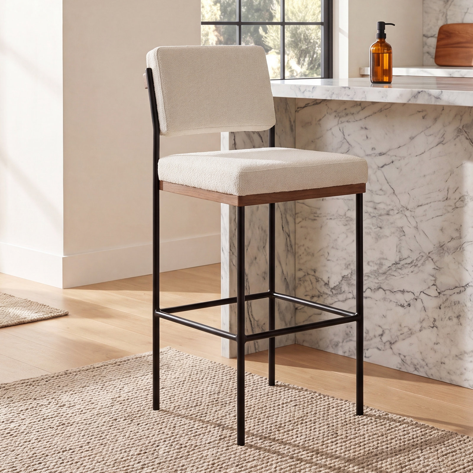 Popovich Bar and Counter Stool, Counter Stool (26.42" Seat Height), Savile Flannel/Polyester Blend