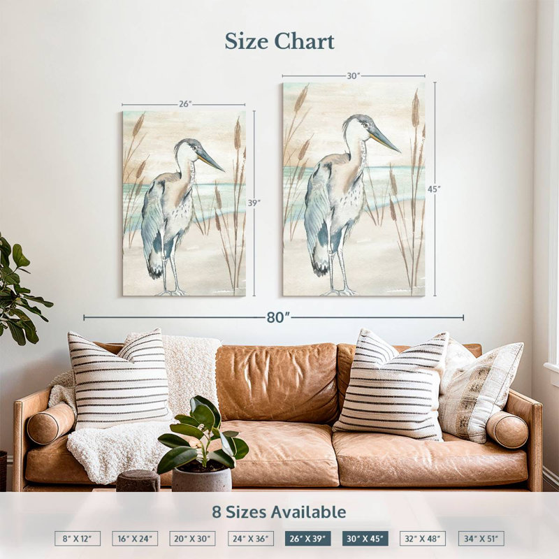 Brampt Heron By Beach Grass I, 39" H x 26" W