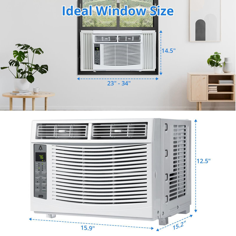 Acekool Window Air Conditioner 6000 Btu, Up to 250 Square Feet,Window Ac Units with Remote,3 Cooling & Fan Speeds,Window Install Kit,Window Unit Air Conditioner