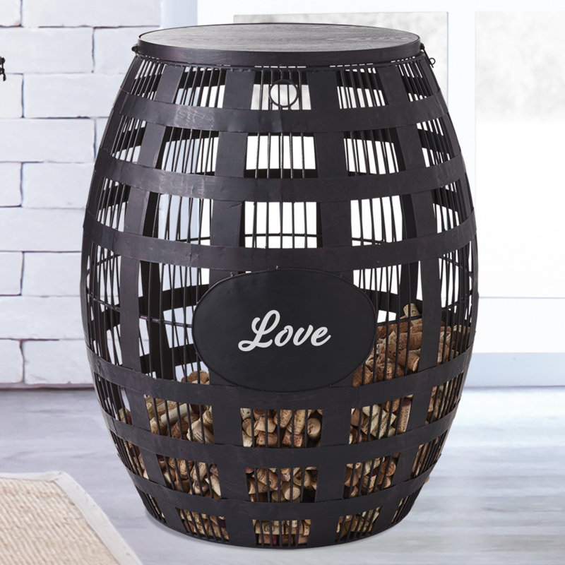 Barrel Cork Solid Wood Top End Table