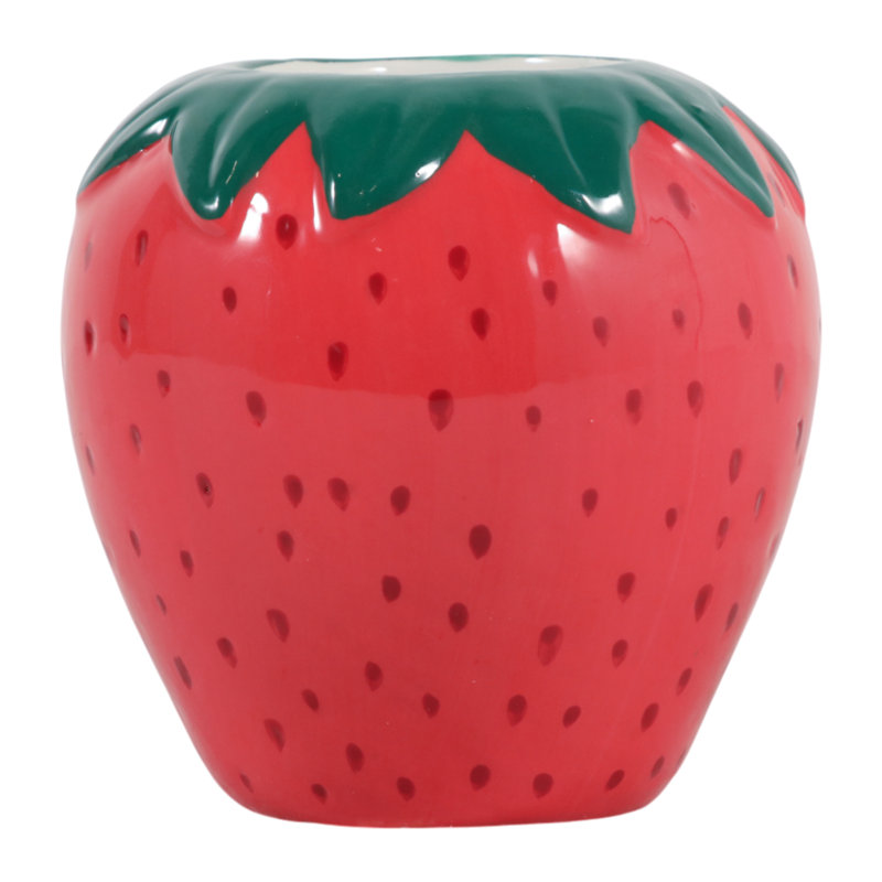 Organisateur de bureau décoratif fraise pour la décoration intérieure - Accessoire de rangement de bureau élégant pour chambre à coucher, cuisine ou salle de bain - ensemble de 2, 4 po, rouge