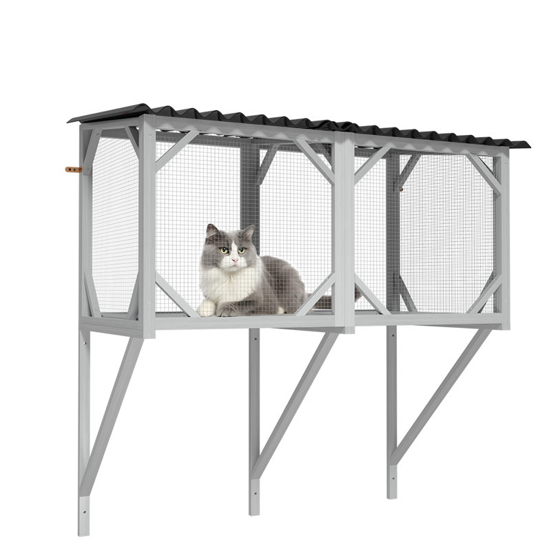 Cat Catio, Cat Window Perch For Large Indoor Cats - For Sunbathing, Napping & Overlooking, Wooden Cat Window Hammock
