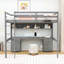 Lit mezzanine 4 tiroirs avec bureau intégré, tablettes, station de charge et garde-corps-850741029