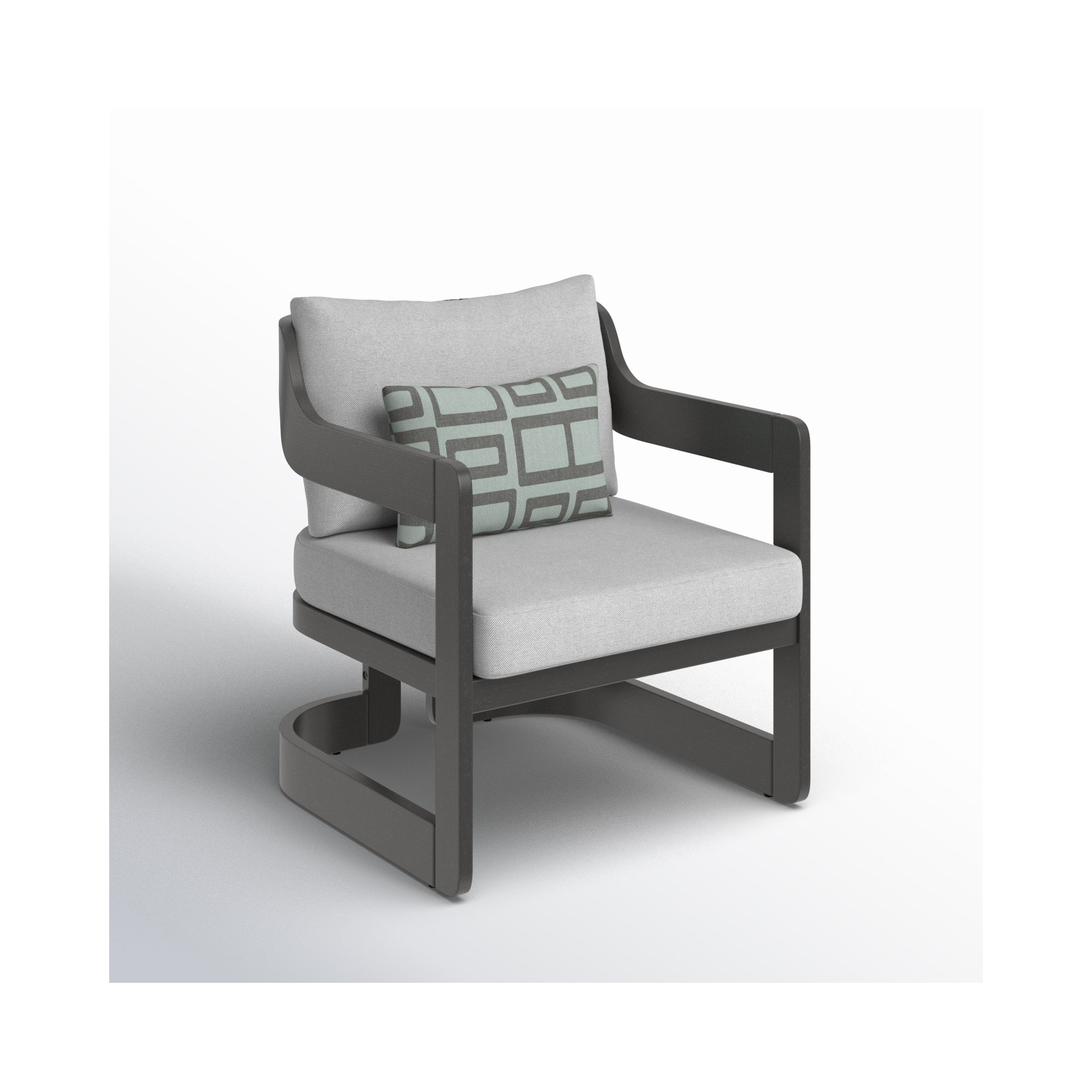 Dutton Acacia Outdoor Lounge Chair, Olefin, Gray Cushion/Gray Frame