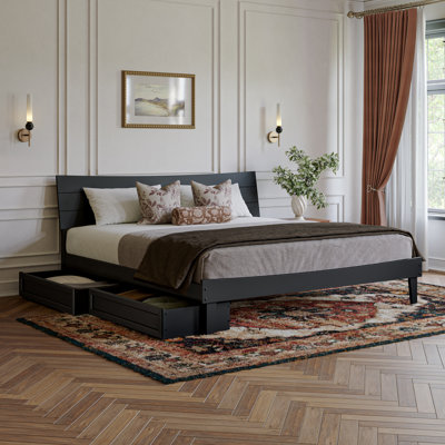 Phoenix Wood Platform Bed with Storage Drawers