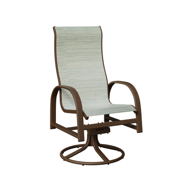 Chaise de salle à manger à bascule pivotante en aluminium à haut dossier Amma Mesquite, Martinique