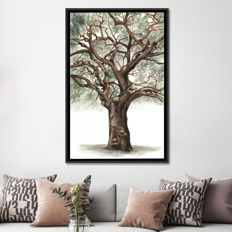 « chêne tree composition ii », impression sur toile, H 26 po x l 18 po x P 1,5 po, Pas de tapis, Toile encadrée noire