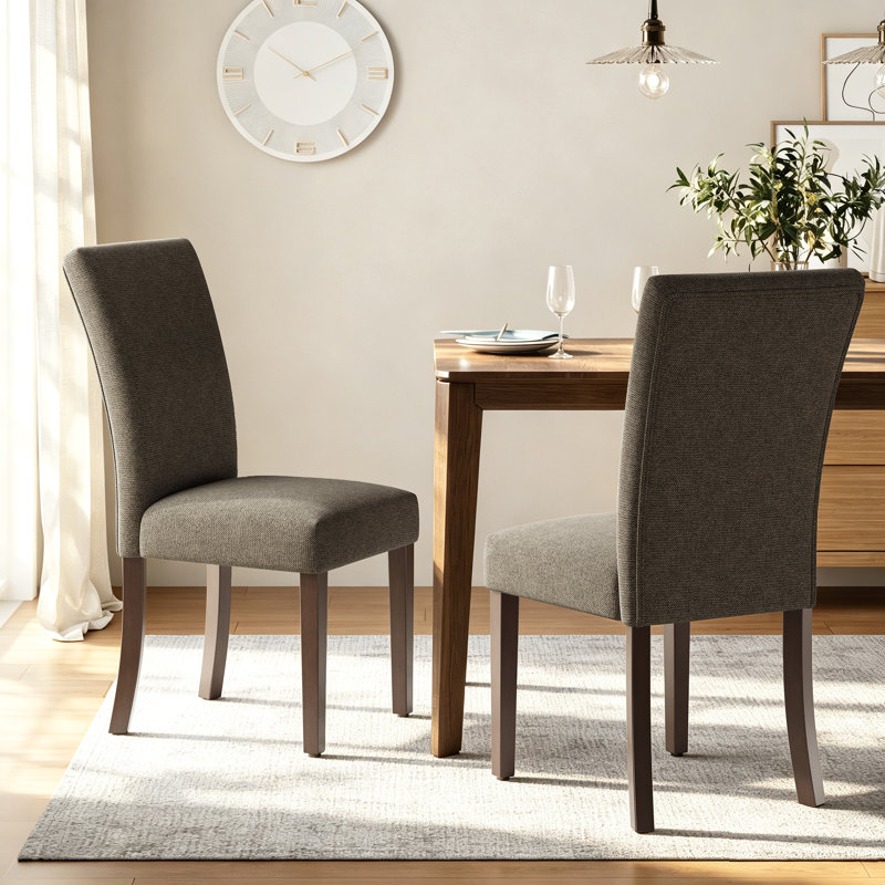 Upholstered Dining Side Chair with High Back and Nailhead Trim, Solid Wood Legs, Modern Parsons for Dining Room, Brown
