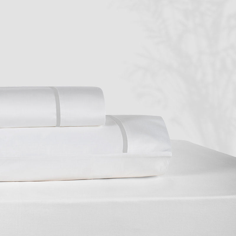 Estate 100% Cotton Sateen Sheet Set, Twin, white-silver