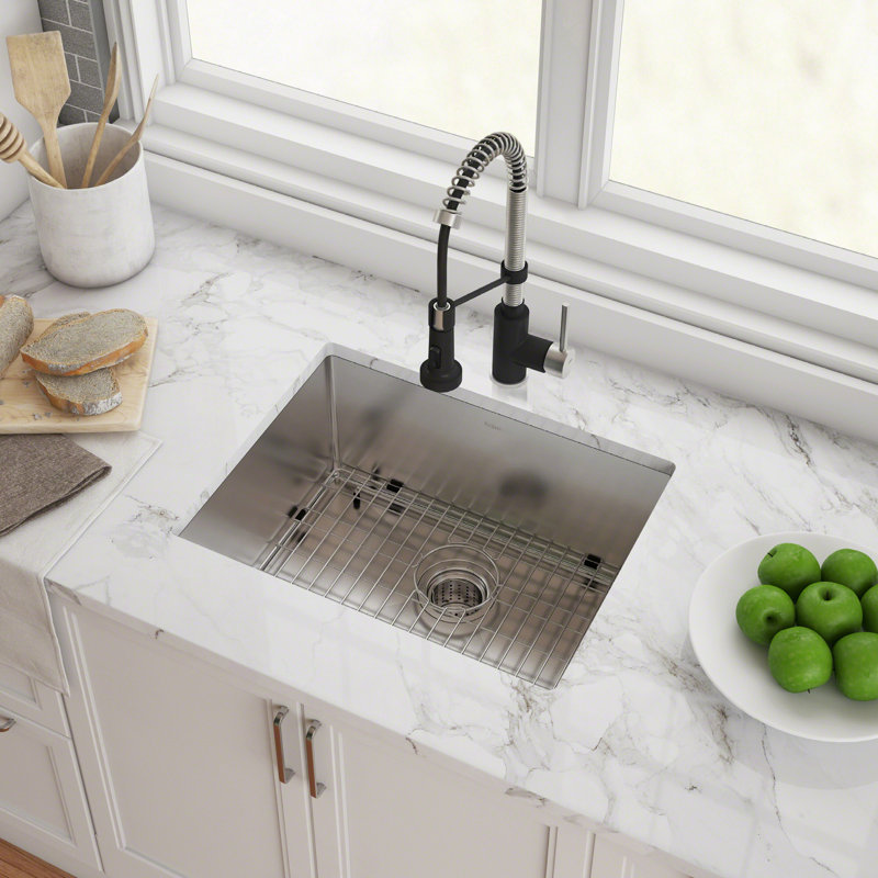 23-Inch Stainless Steel Single Bowl Undermount Kitchen Sink with Garbage Disposal