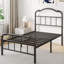 Structure de lit plateforme en métal pour lit simple TG de taille simple, structure silencieuse robuste de 18 pouces avec tête de lit arquée de 44 po, sans sommier, espace de rangement sous le lit, noir-1022508068