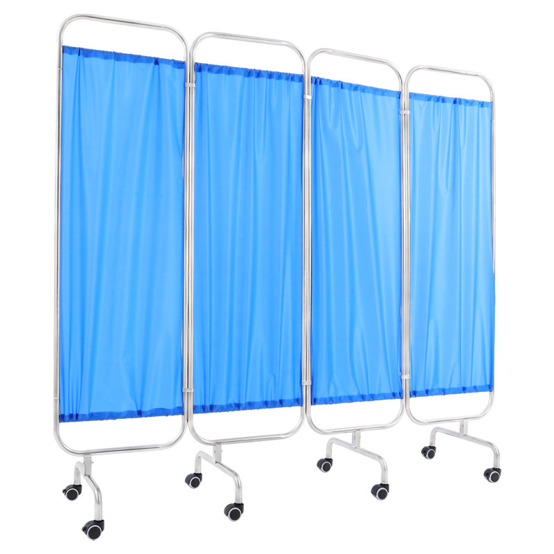 Écran d'intimité, écran d'intimité médical à 4 panneaux avec roulettes, écran d'intimité médical mobile (78,74 x 70,87 po)