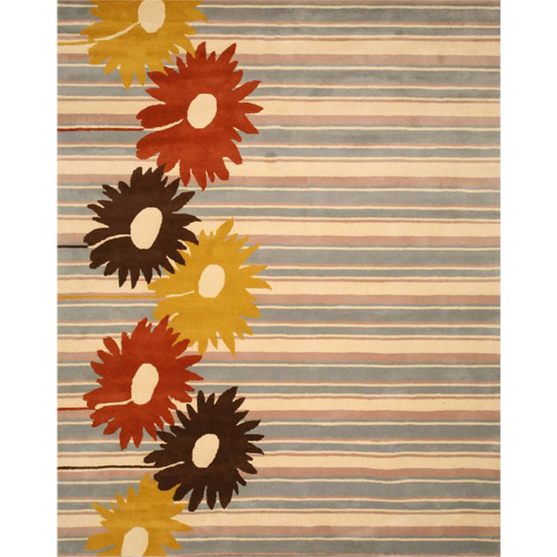 Tapis en laine touffeté à la main Niki, bleu, élégant et durable pour ajouter une élégance moderne à votre salon, chambre à coucher, bureau ou décoration