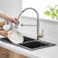 Robinet de cuisine contemporain avec douchette rétractable, nickel brossé, rotation à 360 degrés, nickel pratique, poignée simple 360 pour lavabo
