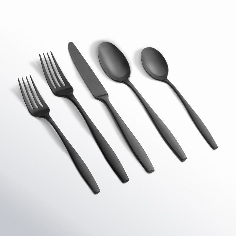 Edianna Stainless Steel Flatware - Set of 20, Black