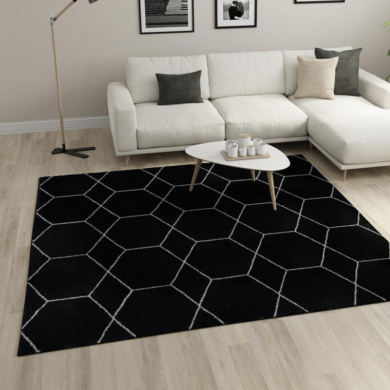 Tapis noir Mariela, Carré 10pi, Noir