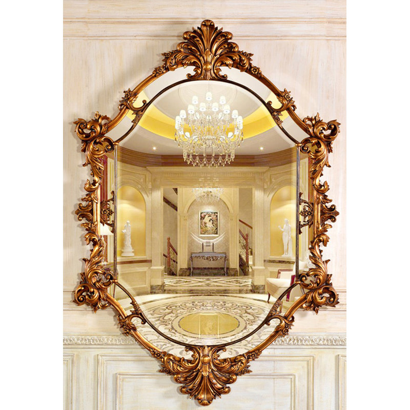 Aurora Solid And Engineered Wood Mirror, Antique Gold