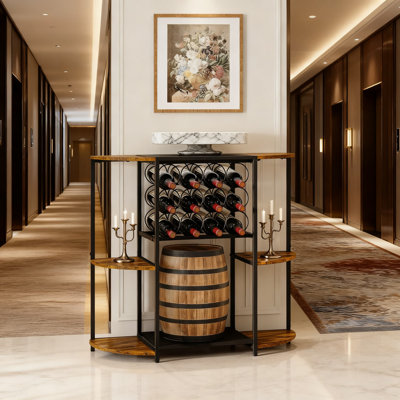 Smart LED Wine Bar Cabinet With Glass Holder, 3-Tier Rolling Bar Cart With Storage For Kitchen, Dining Room, Living Room