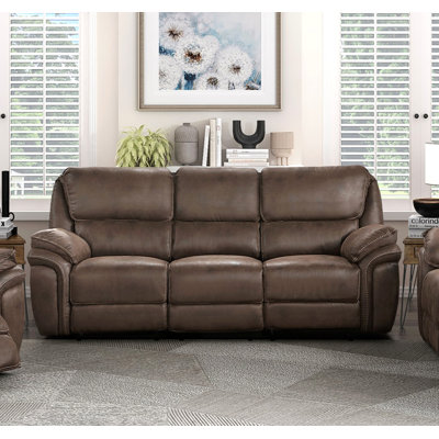 Plush Modern Design Living Room Reclining Sofa Brown Microfiber Upholstery Solid Wood Frame Furniture 1Pc