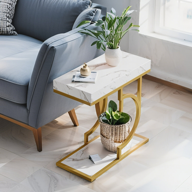 Petite table basse avec table de bout et table d'appoint, Blanc / Blanc