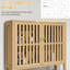 Over Toilet Shelf Cabinet Storage Unit - Practical Bathroom Organizer With Slatted Doors And Adjustable For