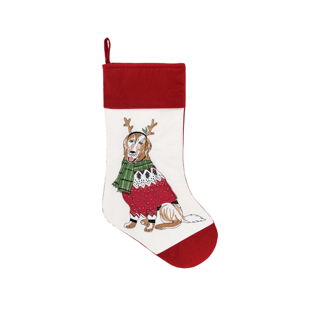 Dog Christmas Embroidered Christmas Stocking The Holiday Aisle®