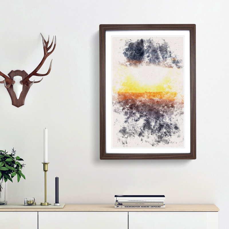 Sunset Through the Clouds - Picture Frame Graphic Art, Walnut Framed, 63cm H x 45cm W x 2cm D