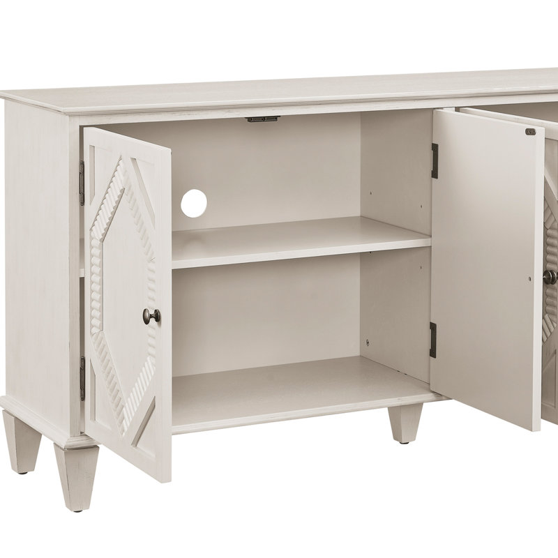 Buffet avec rangement Mid-Century, Blanc antique