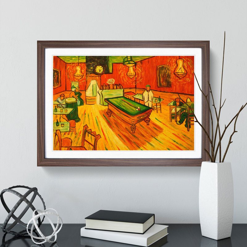 The Night Cafe Vol.1 by Vincent Van Gogh - Picture Frame Painting, Walnut Framed, 36cm H x 48cm W x 2cm D