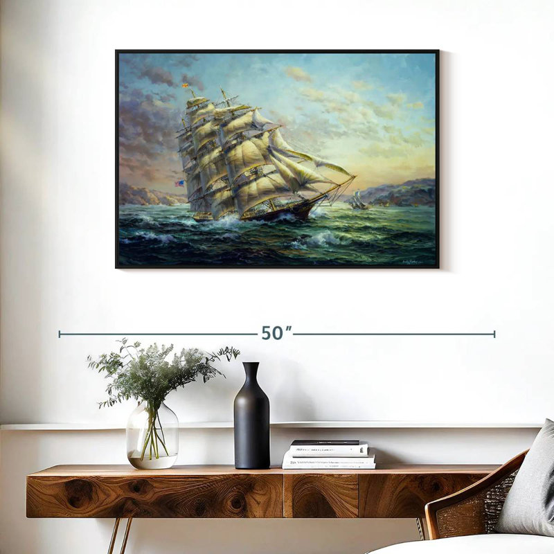 Clipper Ship Surprise, Cadre flottant noir, 37 po x 25 po