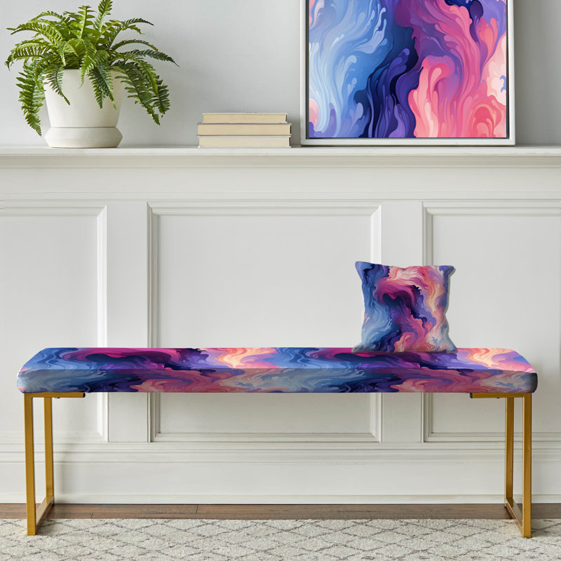 Banc rembourré abstrait mauve et rose Ikat Mirage Harmony - mauve et rose