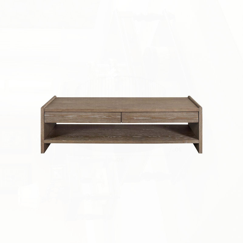 Table basse à 2 tiroirs avec plateau en bois - cacao