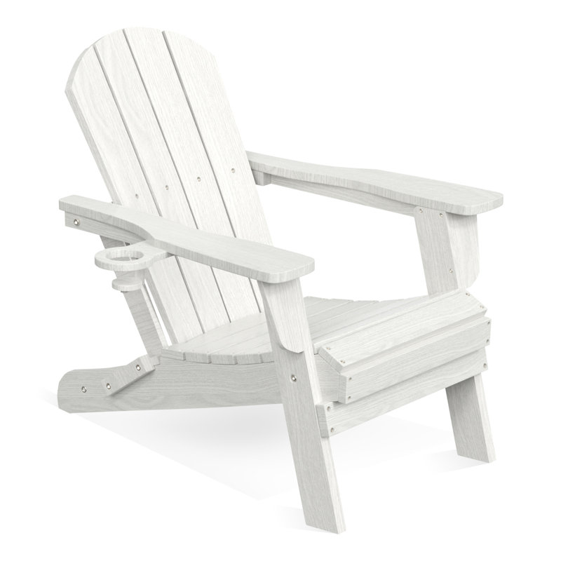 Ergonomically designed resin folding Adirondack chair, White