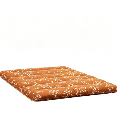 Japanese Futon Floor Mattress, 3" Thick High-Density Foam Medium-Firm Roll-Up Tatami Sleeping Pad, Twin 39x80 in,Four-Line Floral Print for Guest Room, Dorm, RV & Camping