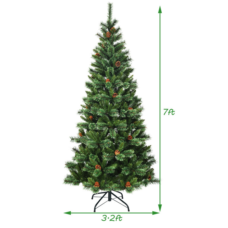Arbre de Noël artificiel à charnière vert 8 pi Premium, H 7 pi
