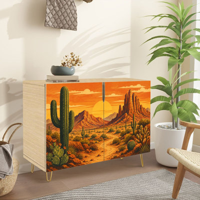 Sideboard Buffet Cabinet with Storage New Desert mountain cactus desert life art for desert allover print with 2 Doors for Living Room and Kitchen