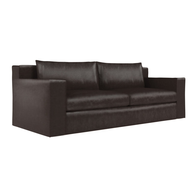 Causeuse Mulberry, Cuir rétro chocolat, H 33 po x l 72 po x p 45 po, Patiné