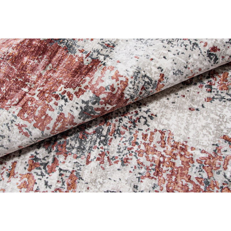 Area Rug in Red/White/Gray, Rectangle 10' x 14'
