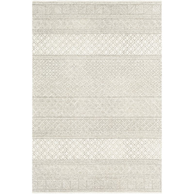 Abdera Geometric Hand-Tufted Wool Gray/Cream Area Rug