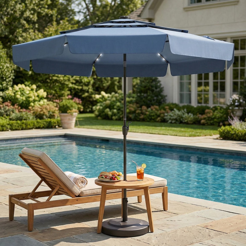 Parasol solaire robuste de 10 pieds résistant aux rayons UV avec toit ventilé à 3 niveaux pour une utilisation dans la cour arrière au bord de la piscine