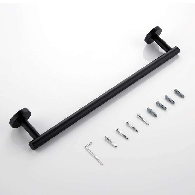 Barre à serviettes en acier inoxydable - Support mural antirouille pour salle de bain / cuisine, Noir mat