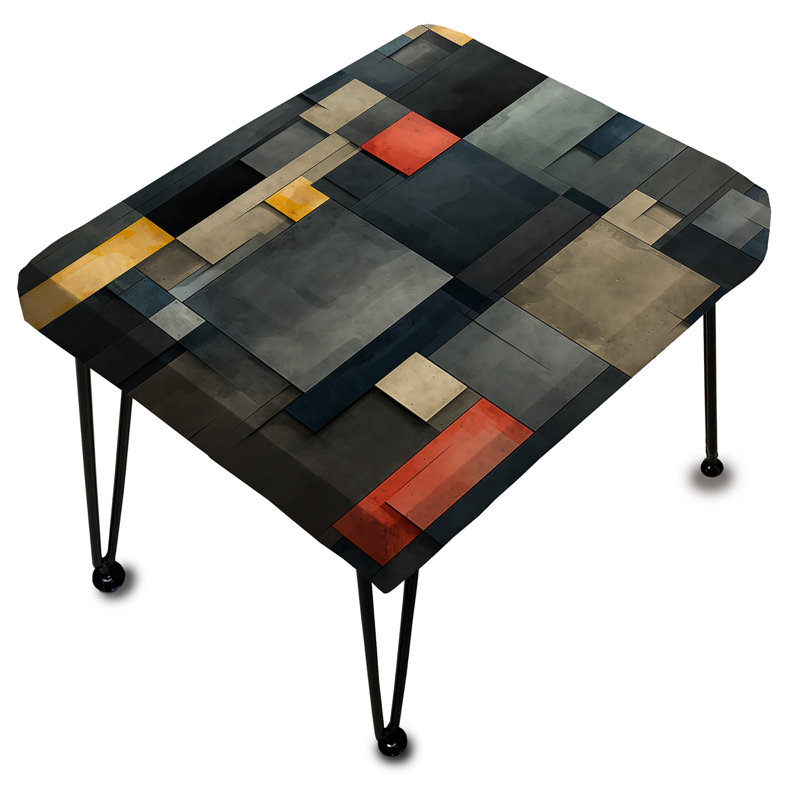 Urban Concrete Grey Geometric Pattern - Geometric Rectangle Ottoman