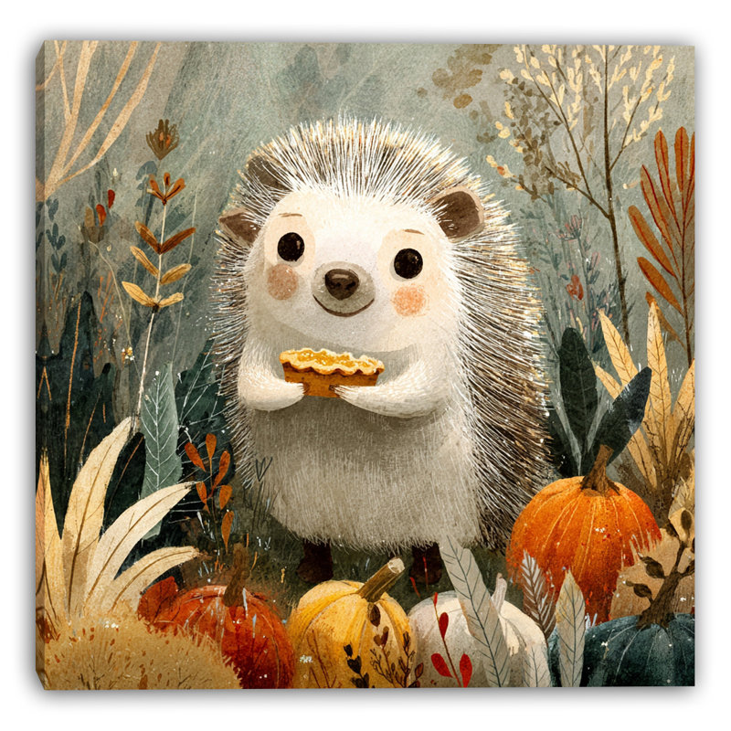 Art automnal sur toile tendue hérisson d'automne, H 20 po x l 20 po