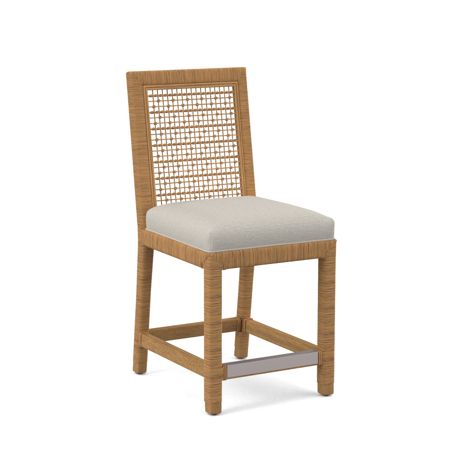 Scotia 24" Counter Stool, Honey, White Performance Fabric