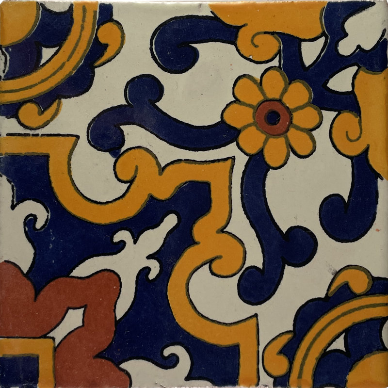 4.2" x 4.2" 9pcs TalaMex Hidalgo Talavera Mexican Clay Tile Handmade Talavera Backsplash