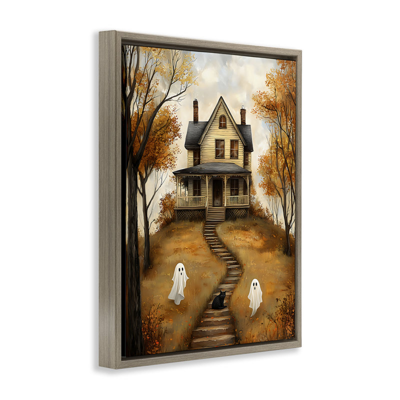 Cadre flottant Cozy Halloween House, design Creative Studio, H 21 po x l 17 po, Cadre flottant orme Montalcino
