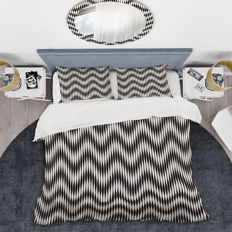 Ensemble de housse de couette en microfibre noir / blanc 3 pièces, Housse de couette pour très grand lit et 2 très