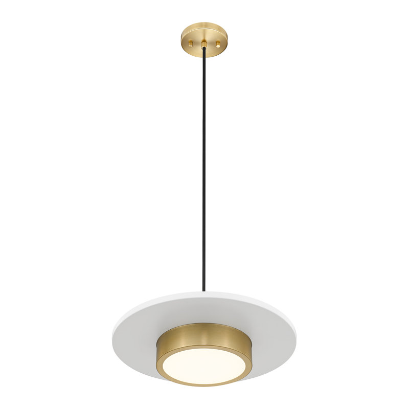 Luminaire suspendu 1 lumière Ludo blanc mat 16 pouces Ludo, Blanc / Doré