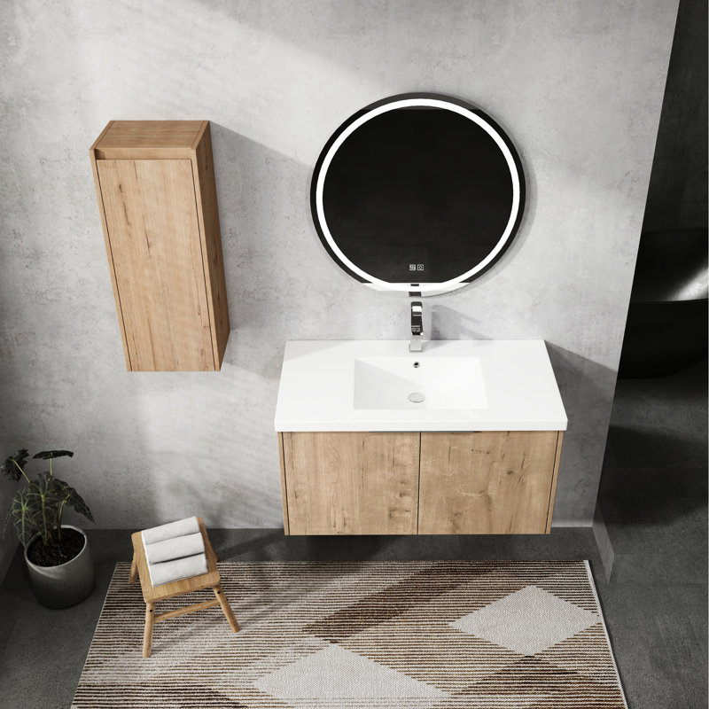 Meuble-lavabo de salle de bain avec lavabo et armoire latérale - 36 po